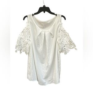 White Cold Shoulder Lace Sleeve Blouse Women’s Size 3XL